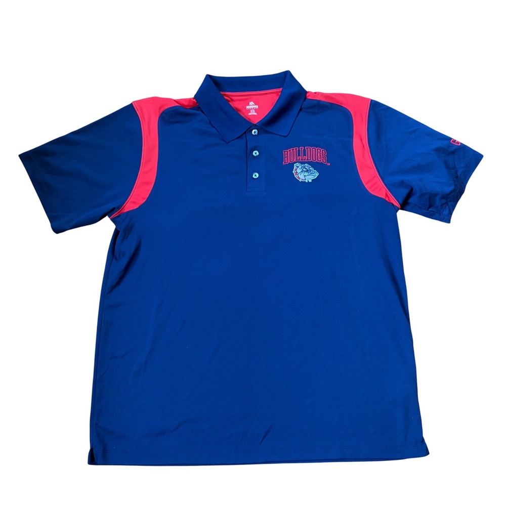 Gonzaga Bulldogs Mens XL Polo Shirt Blue Red Embroidered Logo College Sporty EUC